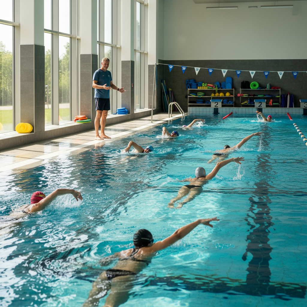 tegelijk met anderen in een zwemkamp